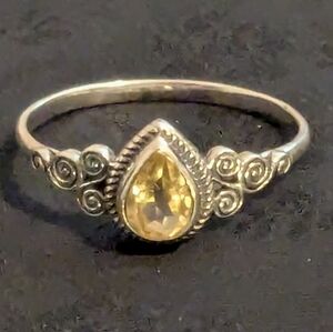 Solid Sterling Silver 925 With Genuine Citrine Size 10.25
